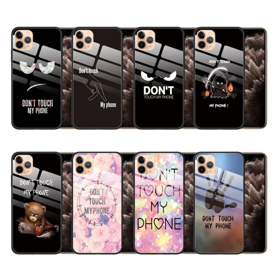 

Don‘t Touch My Phone Tempered Glass Case Fundas Back Cover for iPhone 11 Pro Max 7 Plus 8 Plus X XR XS Max 6S Plus Capa Coque