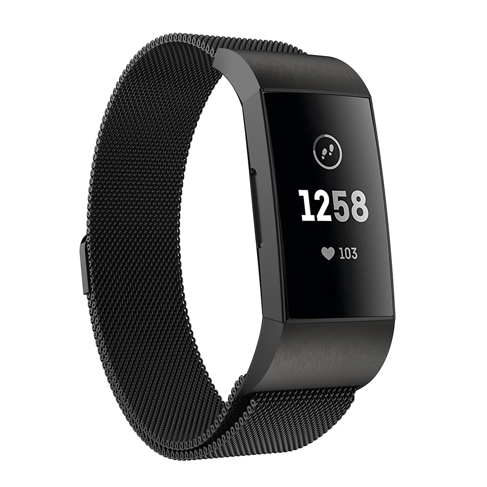 Металлический сменный ремешок из нержавеющей стали для Fitbit Charge 3 Band Milanese Loop