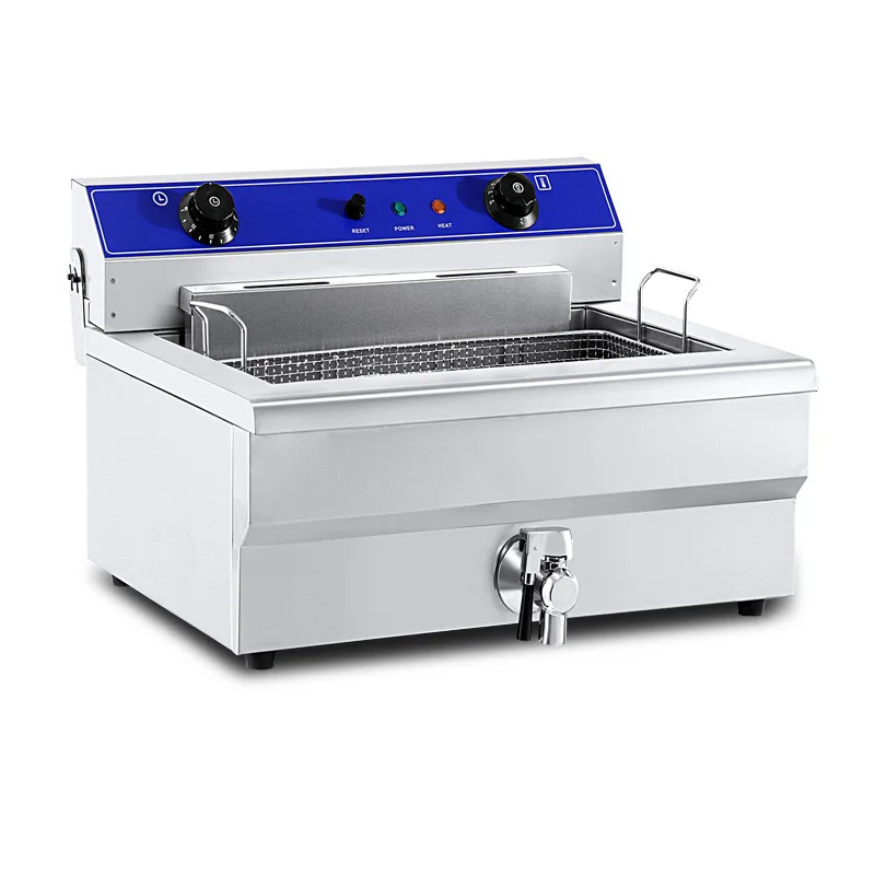 30L Electric Fryer Single Commercial Fried chicken French fries Frying Machine Stainless Steel 6000W Deep Fryer