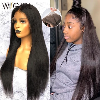 

Wigirl 28 30 Inch 13x6 Lace Front Human Hair Wigs Brazilian Straight 4x4 Silk Base Closure Pre plucked Frontal Wig For Women