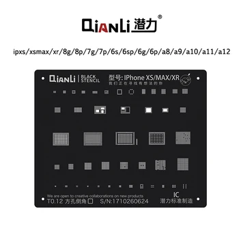 

QIANLI IOS iblack Steel Mesh NAND baseband IC/CPU A8 A9 A10 A11 A12 BGA Reballing Stencil for IPHONE 6 6S 7 7P 8P T0.12 net