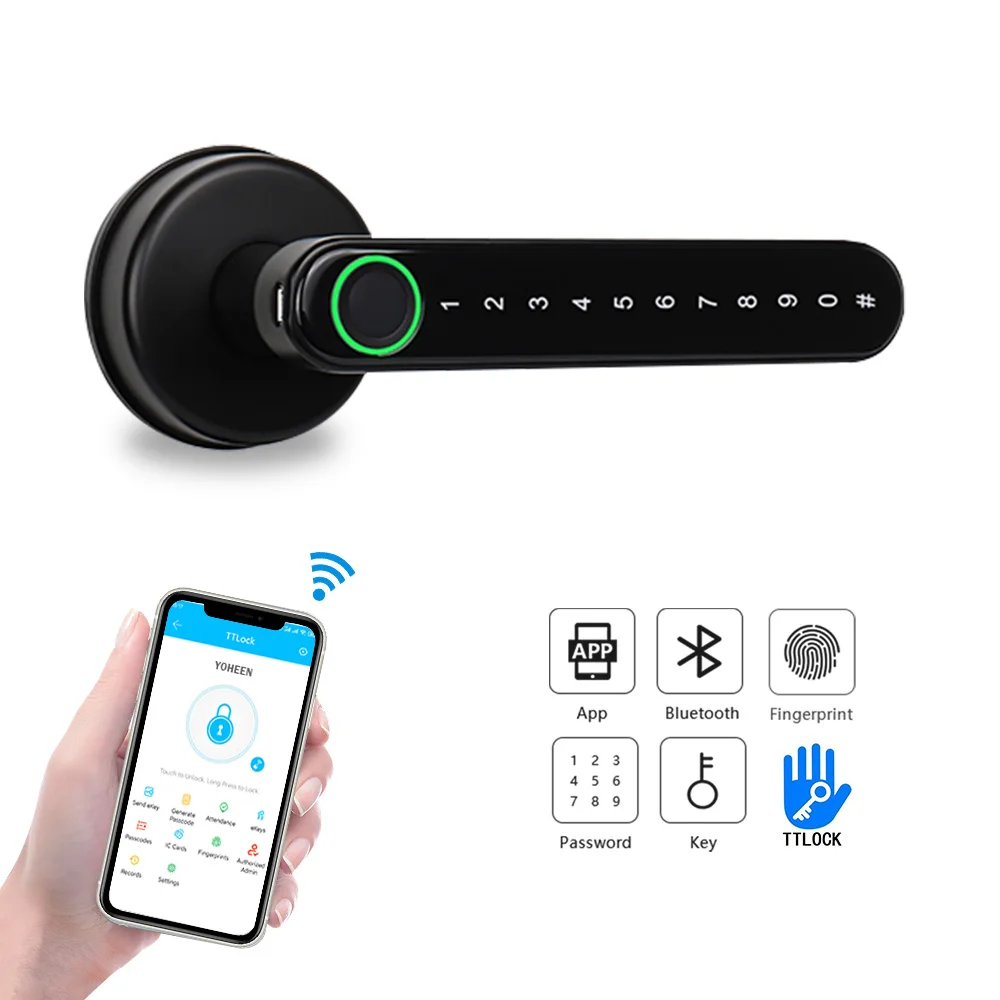 

YOHEEN Bluetooth Lock TTLOCK Smart Home Door Lock Fingerprint Electronic Lock Password Door Handle Lock