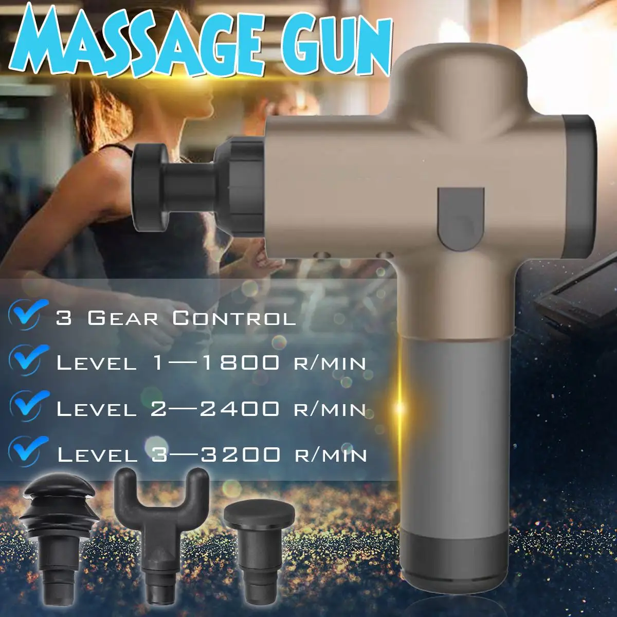 

Portable Electronic Therapy Muscle Massage Gun High Frequency Vibration Massage Theragun Body Relaxation Pain Relief Massager