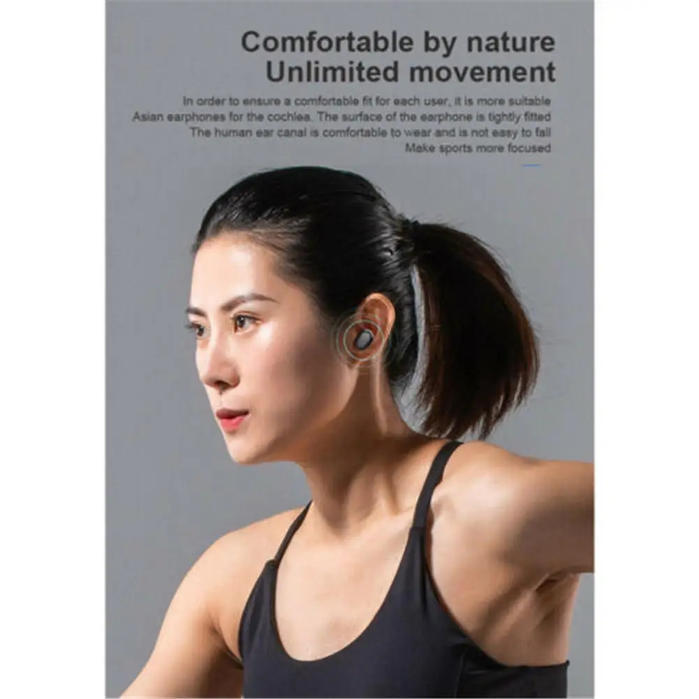 Bluetooth Wireless Headset TWS Mini in Ear Dual Earbuds Music Sport Earphones w Mic Charging Box for Apple iPhone Android