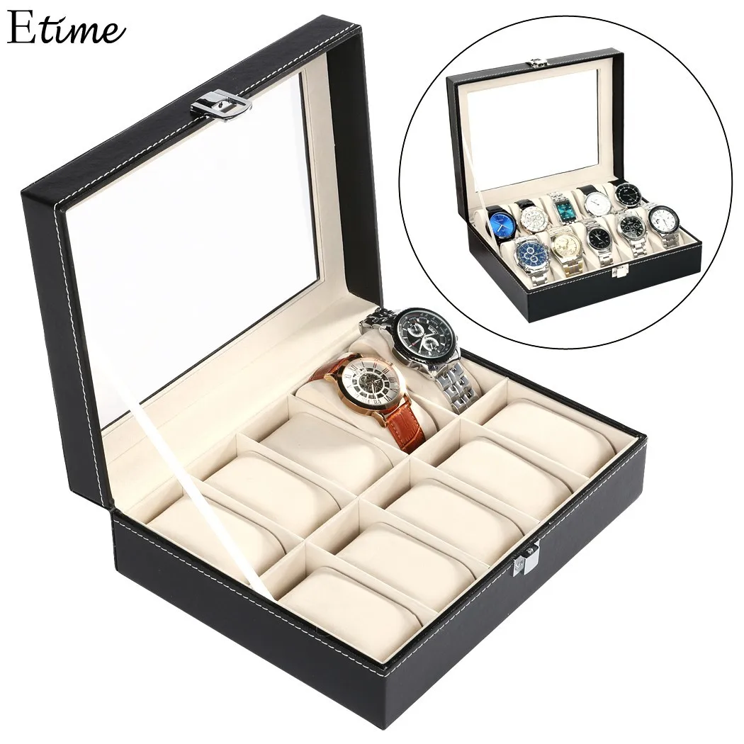 

High Quality Pu Ten Watch Box Watch Bracelet Storage Display Box High-End Glorious Anti Oxidation Creative Props