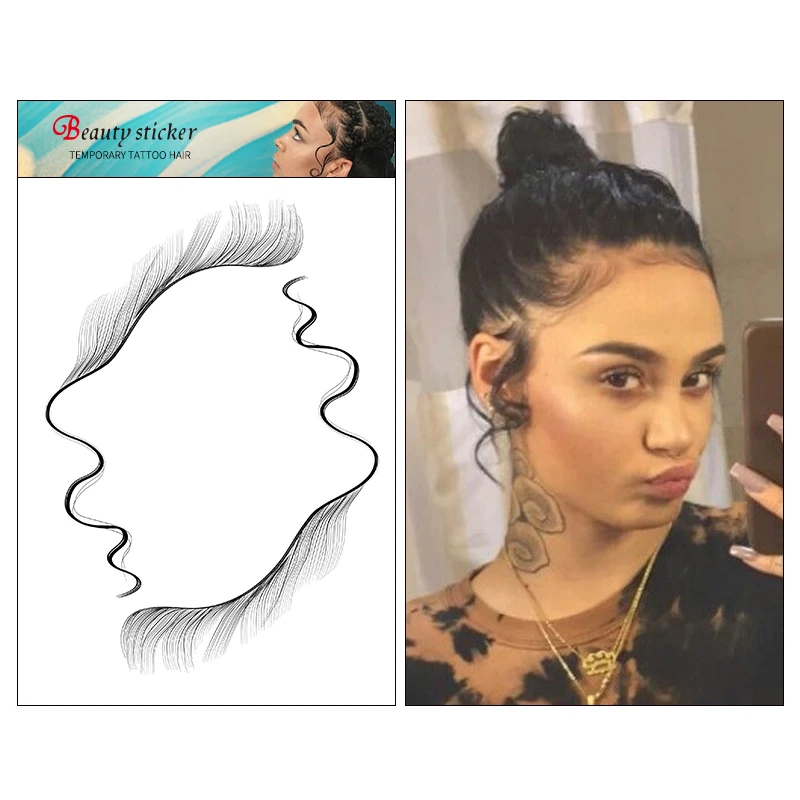 21ホット販売カスタム6d髪タトゥー印刷に対するアレルギー一時的な防水女性タトゥーステッカーヘアアクセサリー 消えるタトゥー Aliexpress