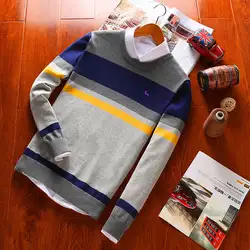 Новинка 2019, весенне-осенний мужской свитер, модный Повседневный свитер с круглым вырезом, приталенный вязаный мужской пуловер, свитер с
