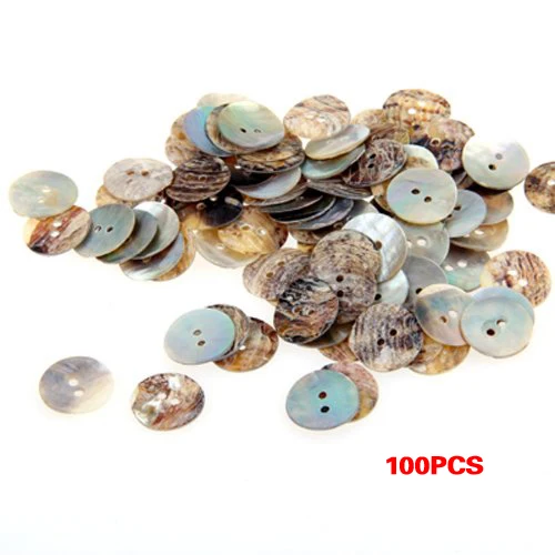 

100 x 15 mm Pearl Mussels Round Buttons