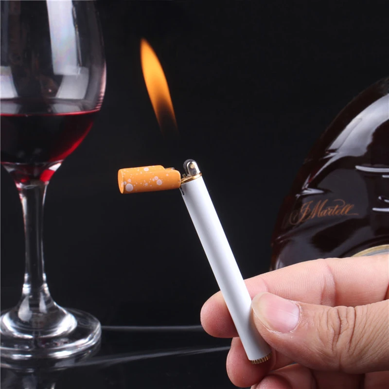 

Creative Mini Compact Torch Lighter Butane Gas Metal Cigarette Shaped Lighter Free Fire Grinding Wheel Lighter Men Gift Outdoor