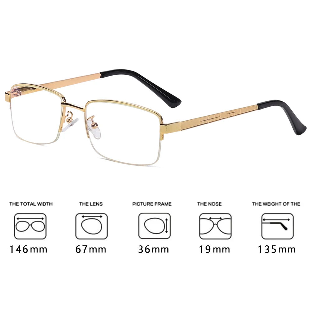Металлические защитные очки для дальнозоркости с защитой от синего излучения, компьютерные очки, очки для чтения, мужские и женские очки с защитой от усталости