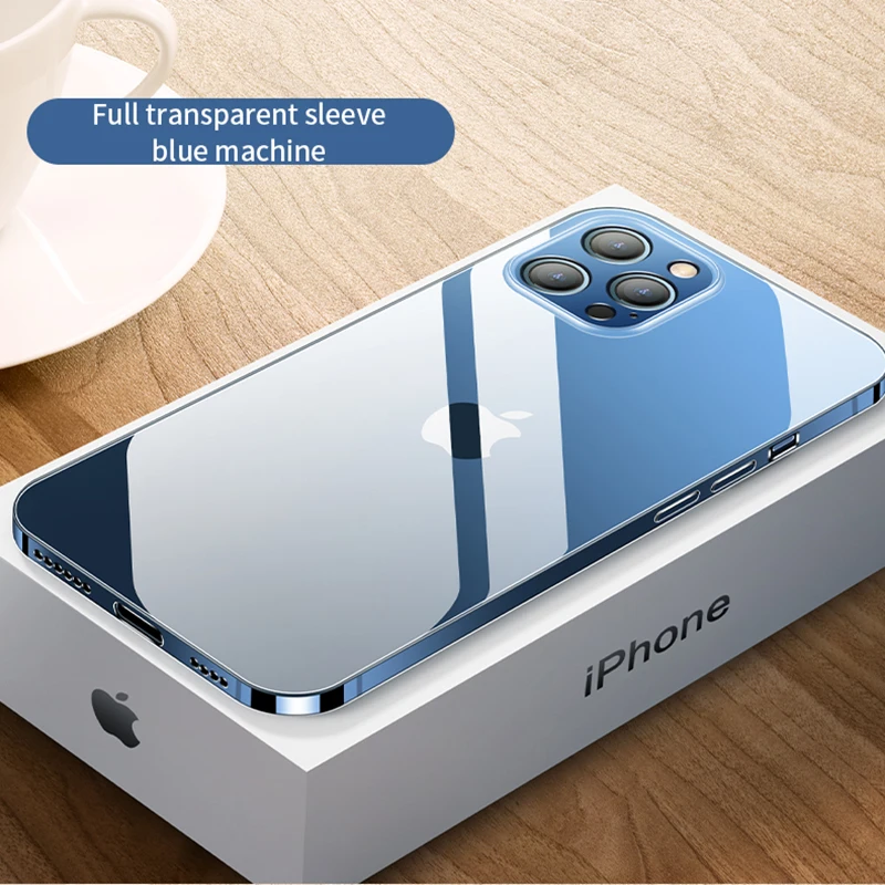 iHaitun Luxury Glass Case For iPhone 12 Pro Max Cases Ultra Thin Transparent Glass Cover For iPhone 12Pro 12 Mini Soft Edge