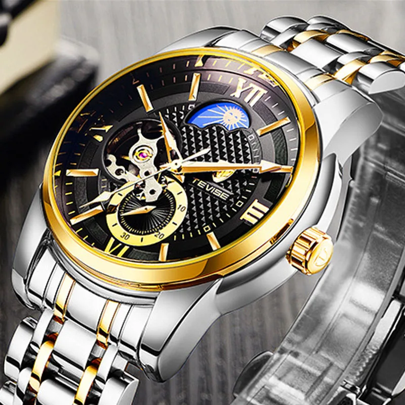 

TEVISE Men's Skeleton Tourbillon Automatic Mechanical Watches Sports Business Male Gift Wristwatch Relogio Automatico Masculino