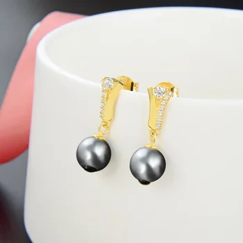 

Drop earrings For Women Shell beads 925 Sterling Silver Stud Earings Long Princess Style Silver Earrings Party Jewelry 2020