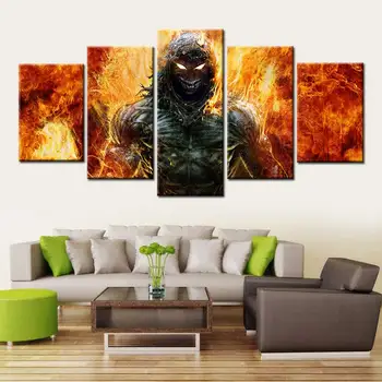 

5 Pieces Disturbed Heavy Metal Painting Type Poster Modular Modern HD Printing For Living Room Home Decorative