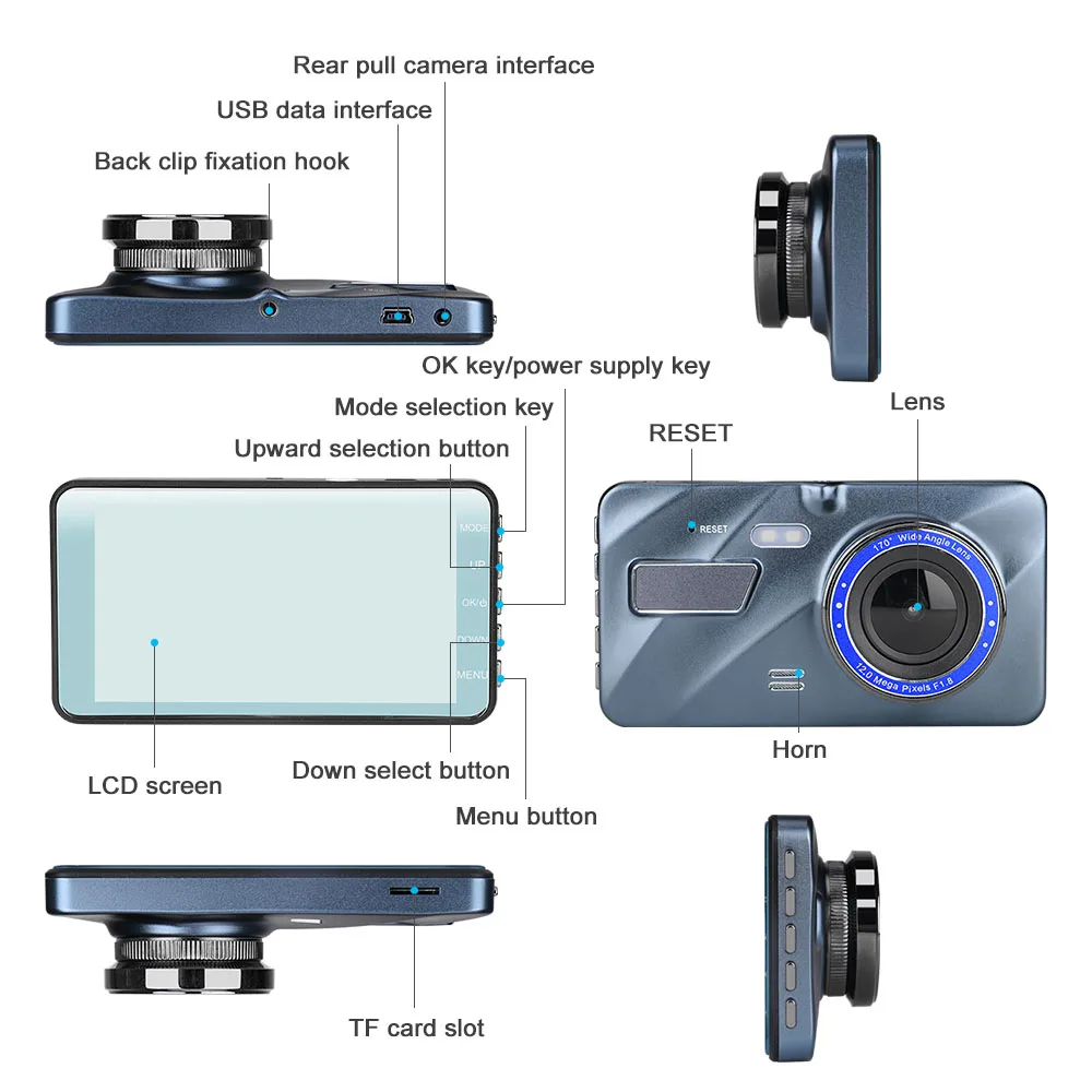 Carrmovil Автомобильный видеорегистратор Full HD 1080P Dash Cam двойной объектив с камерой заднего вида ночного видения 170 широкоугольный видеорегистратор