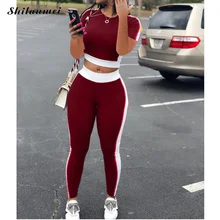 2020 Striped Casual Tracksuits Women Sexy Slimming Two Piece Set Plus Size Summer Women Sportswear Suits Solid Black Outfits 2020 Striped Casual Tracksuits Women Sexy Slimming Two Piece Set Plus Size Summer Women Sportswear Suits Solid Black Outfits