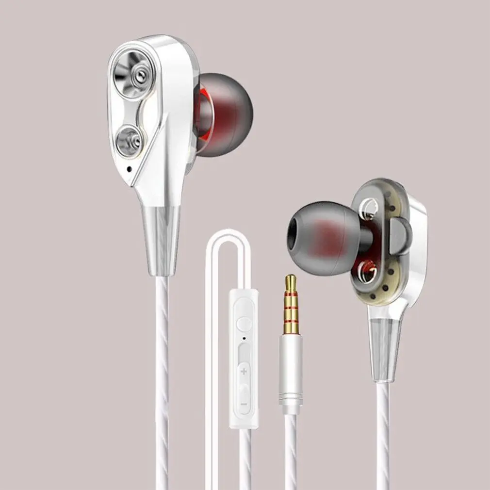 Magnetic Wired Stereo in-Ear Earphones Super Bass Dual Drive Headset Earbuds Earphone For Huawei Samsung SmartPhone