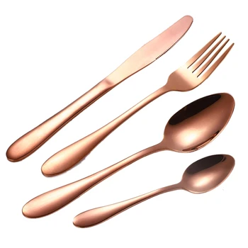 

TOP!-4Set 16Pcs Dinnerware Set 304 Stainless Steel Cutlery Set Knife Fork Spoon Tableware Wedding Silverware Set Rose Gold