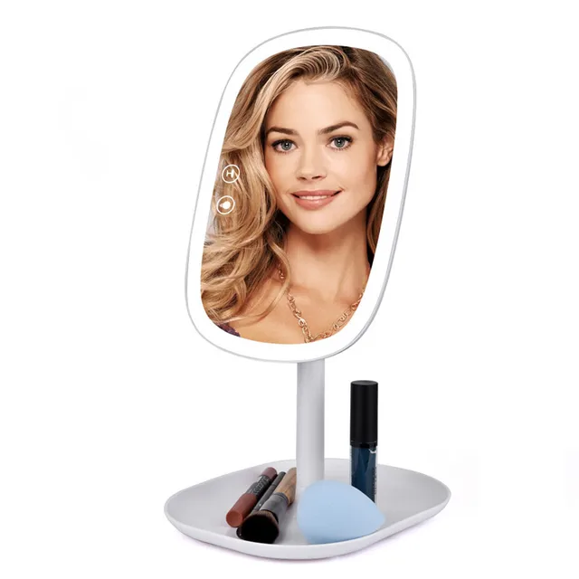 $US $21.53  Lights Rotating Desktop Mirror Touch Screen Makeup Mirror Professional Vanity Mirror