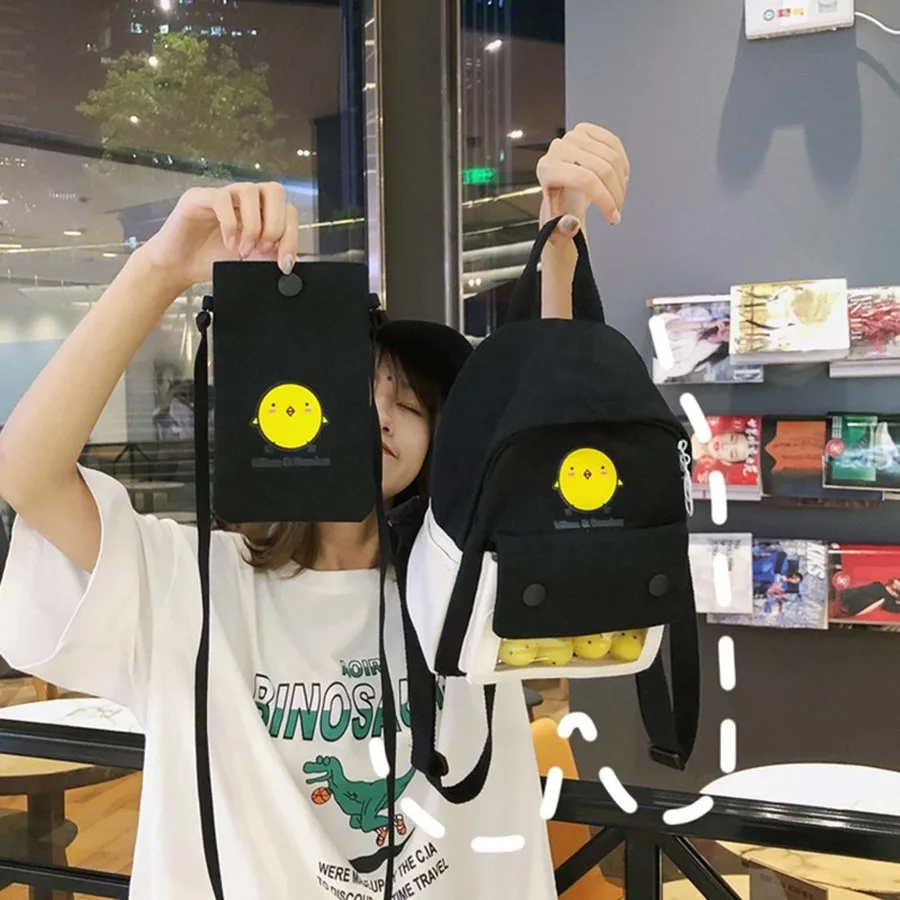 Мини Harajuku прозрачные куриные холщовые Женские Рюкзаки повседневные школьные сумки для девочек-подростков Mochila Feminina книжные сумки кошелек