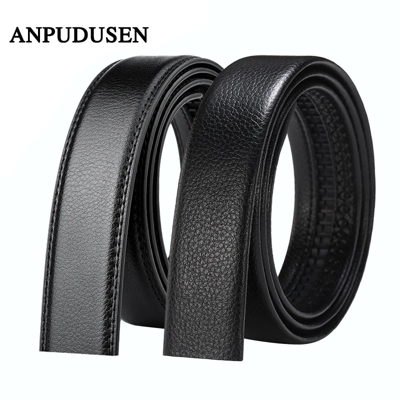 work belts for men Fashion Mens Business Style Black Leather Strap Matching Automatic Buckle Belts Top Quality Belts For Jeans without Buckle leather belt price