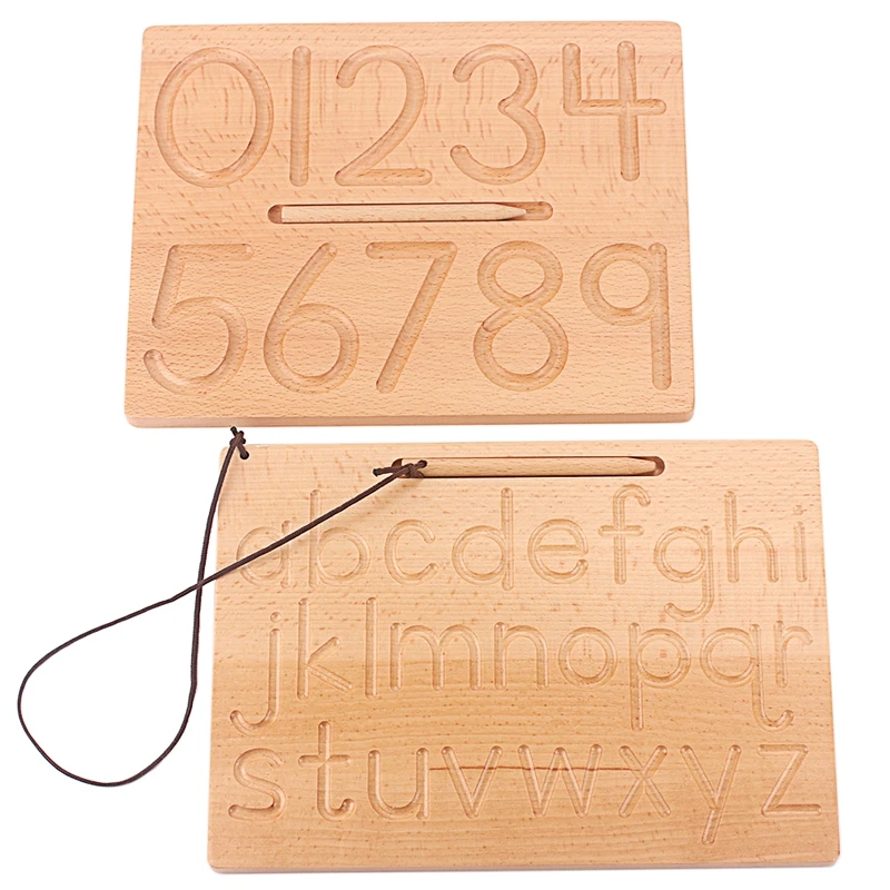 Montessori Aphabet Uppercase & Lowercase Teaching Aids Writing Board Beech Wood English Writing Practice Training Kindergarten 4