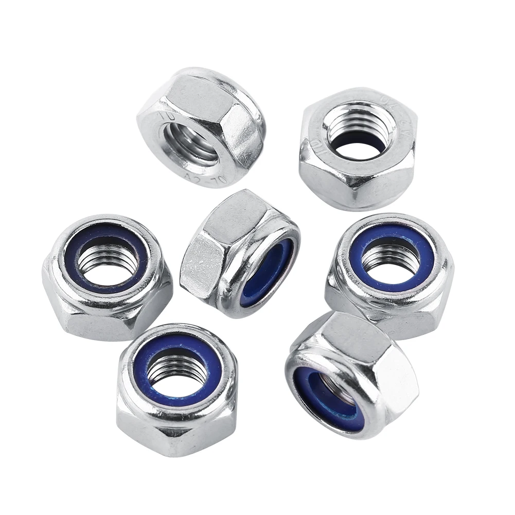 

New Lock Nut 304 Stainless Steel Nylon Insert Locking Nut Stiff Nuts Dropshipping
