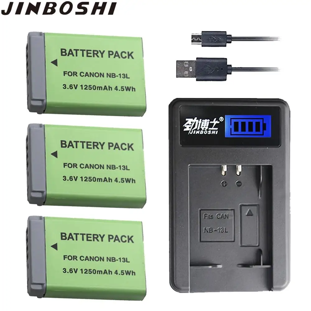3pcs NB 13L NB 13L NB13L battery +LCD USB single Charger for Canon