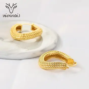 

Viennois Cuff Hoop Earrings Golden Sand round rod pulling solid Earrings For women Earrings Fashion Jewelry
