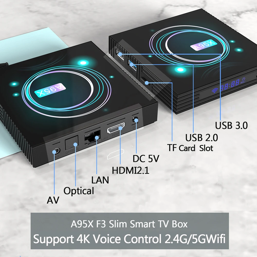 Новая ТВ приставка Android A95 F3 тонкий 4K HD медиаплеер 75fps Смарт ТВ приставка S905X 2 ГБ 4 ГБ ram 2,4G/5G WiFi глобальная версия