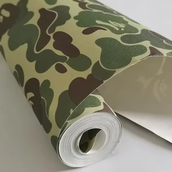 

have glue Tide brand matte Japan ape pattern Camouflage college dormitory clothing store decor wallpaper bedroom hip hop