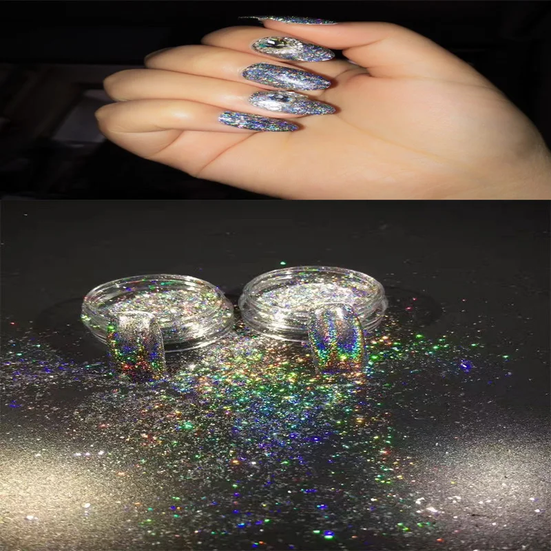 

0.2G/Box Holographic Nail Flakes Magic Laser HOLO Chameleon Flakes Bling Rainbow Nail Glitter Chrome Powder Laser Sequins GALAXY