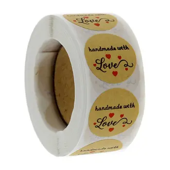 

1 Roll Simple Design "Handmade with Love" Letters Print Label Stickers Craft