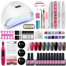 54 36w Uv ランプドライヤーネイルアート延長セットマニキュアとネイルジェルポリッシュキットソークオフ 10/12 色ネイルアートツールキット(China)