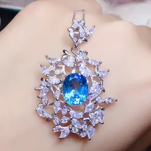 Натуральный топаз или перидот или гранат или колье с опаловой подвеской 3.5ct драгоценный камень 925 серебро# J99291