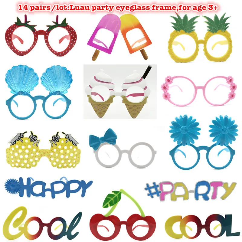 Luau Party Sunglasses Frame 14 Pairs Hawaiian Glasses Tropical Fancy Favors Beach Photo Booth Props Summer Supplies | Дом и сад