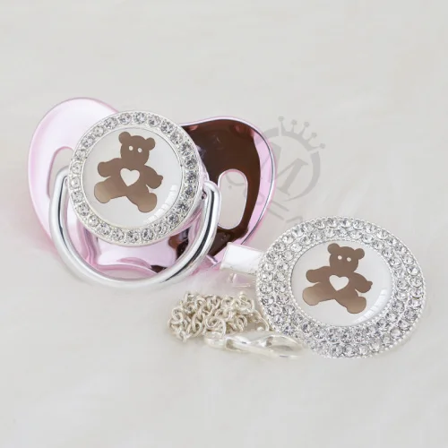 MIYOCAR, золотой, серебряный, милый медведь, золотой блеск, пустышка и пустышка, без BPA, пустышка, блестящий белый элегантный безопасный, не содержит БФА GBEAR-1 - Цвет: GBEAR-11-1   0-6M