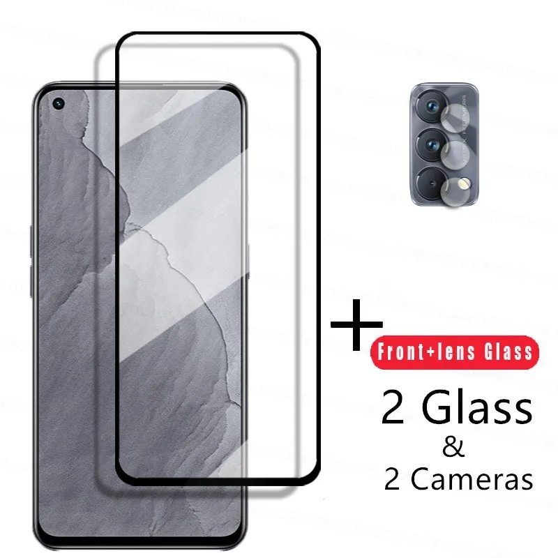 

4-in-1 2.5D Tempered Glass For Realme GT Master Glass For Realme C25 C21 C11 C15 Screen Protector Len Film For Realme 8 X7 7 Pro