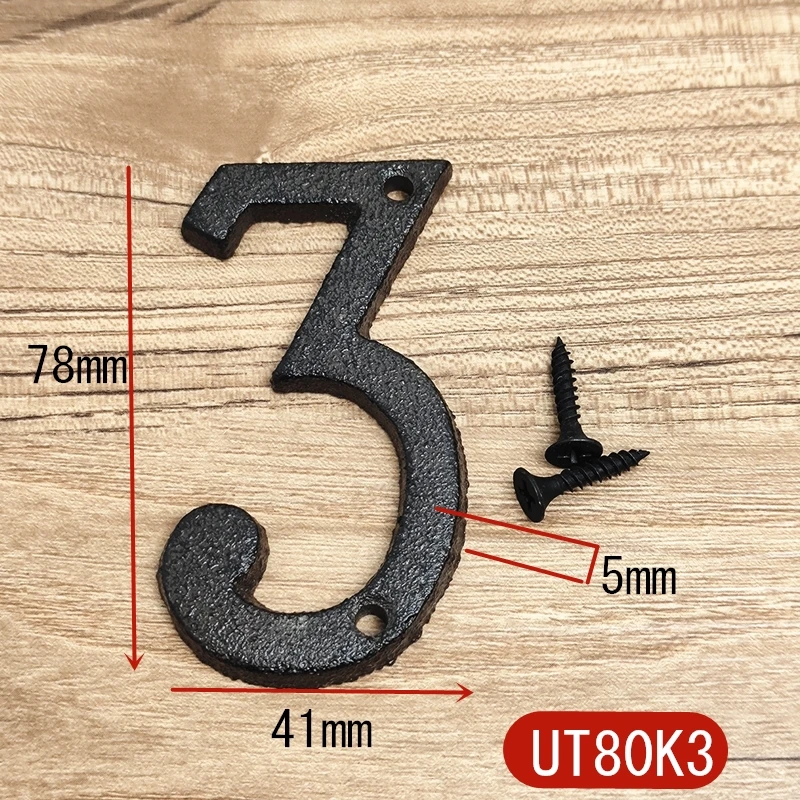 Metal Letters House Numbers Retro 3D Sign Cafe Wall Creative Cast Iron Decoration Doorplate Digital Arabic Furniture Hardware