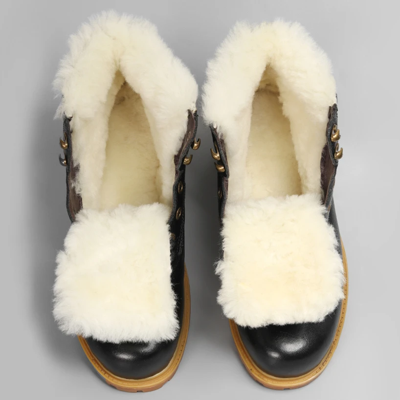 Goede Natuurlijke Wol Laarzen Winte Size 36 ~ 48 Warmste Natuurlijke Lederen Handgemaakte Schoenen Mannen Winter # CX5086YM