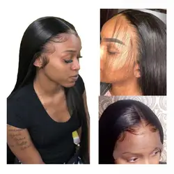 9A девственные прямые волосы кружевные передние парики бразильские Remy человеческие волосы парик для черных женщин с детскими волосами