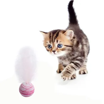 

Pet Cat Sisal Colorful Feather Teaser Ball Toy Cat Kitten Interactive Cat Nip Scratch Ball Cat Supplies Pet Products