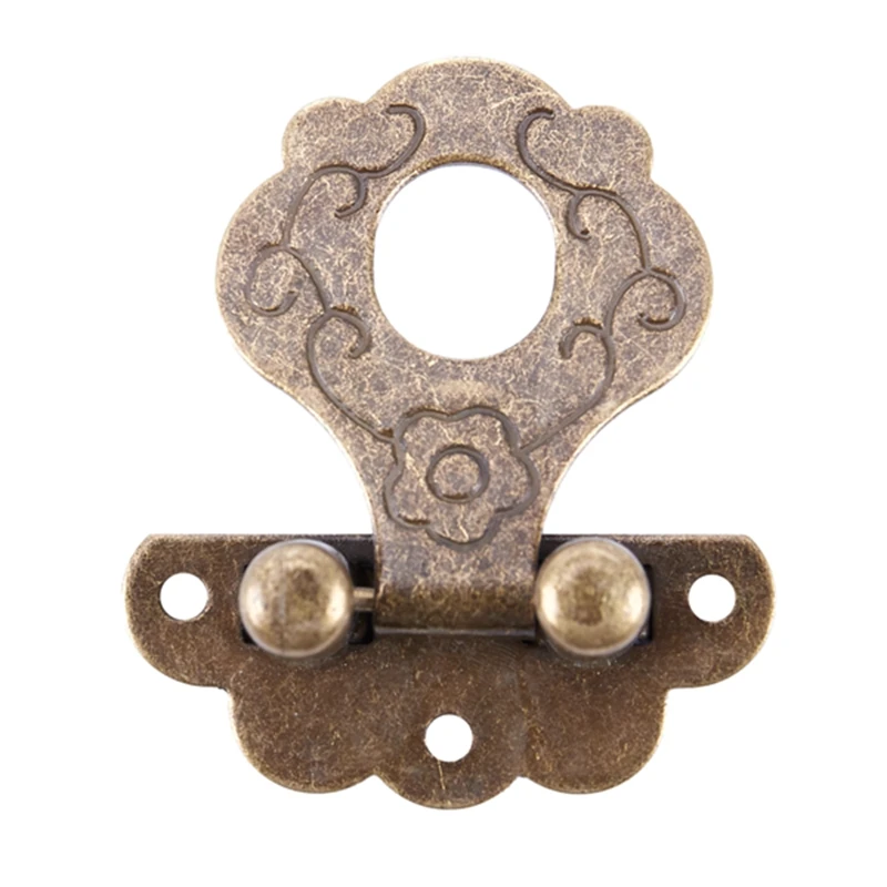 

2 Pcs Bronze Jewelry Box Metal Retro Hasp Latch Suitcase Lock Clasp Set
