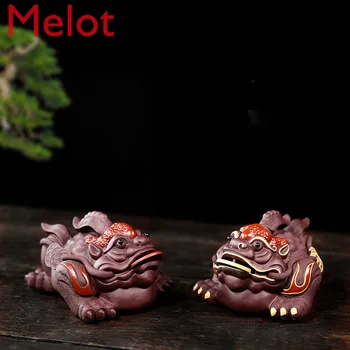 

Purple Fine Tea Pet Decoration Sculpture Supportable Tea Tea Set Opportunity Knocks Three Feet Golden Toad