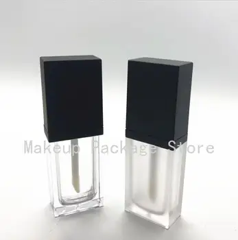 

8ML 10-100pcs Plastic Flat Square Clear Lip Gloss Tube with Black Cap, Empty High Quality Cosmetic Liquid Lipstick Bottle