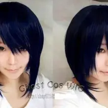 Темно-синий смешанный черный аниме ролевые парик для косплея синий-черный короткий парик