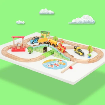 

Wooden Railway Wooden Green Forest Train Track Set Compatible Wooden Brand Track Wooden Track Early Educational Toy For Children