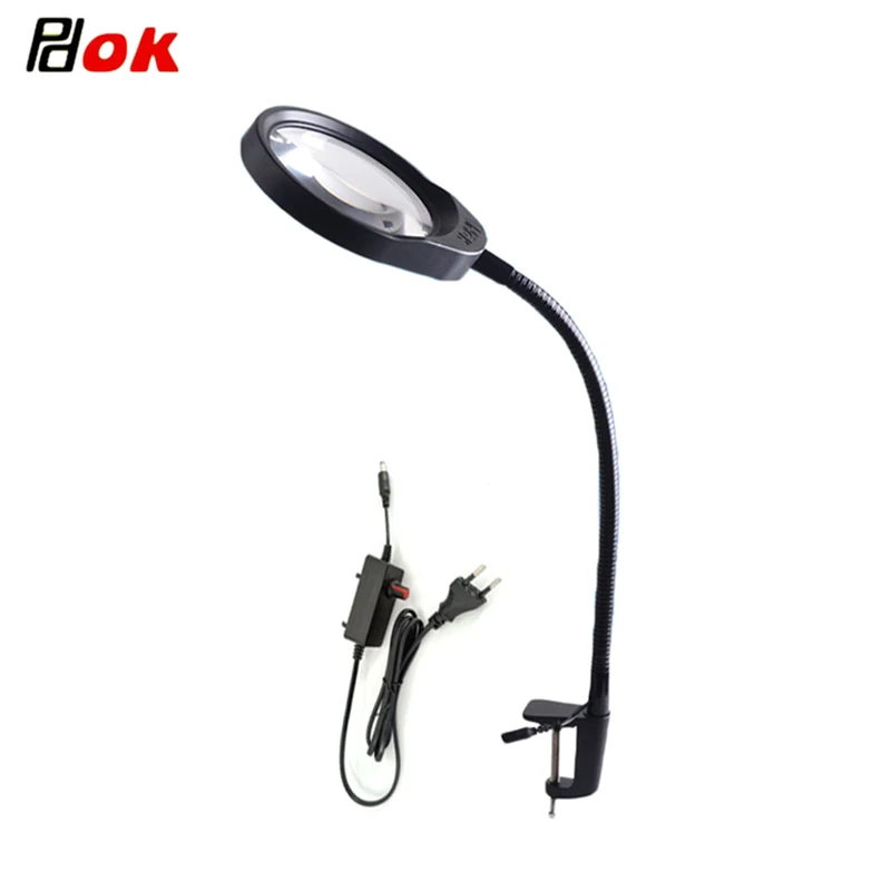 Flexible 10X 48 LED Lights Magnifying Glass Lamp with Lengthen Arm Magnifier Lamp Loupe Reading