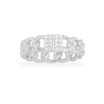 

Genuine 925 Sterling Silver Full Zircon Stone Row Drill Finger Link Cross Design Women Wedding Jewelry GARCONNE