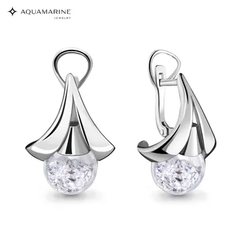 

AQUAMARINE earrings with artificial inserts, silver 925